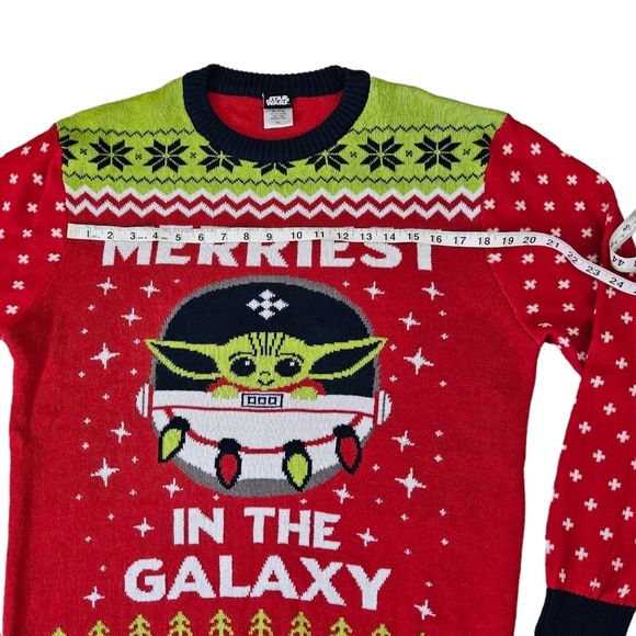 Star Wars Men's Christmas Sweater Baby Yoda Size XL Merriest in the Gala… - Picture 5 of 7